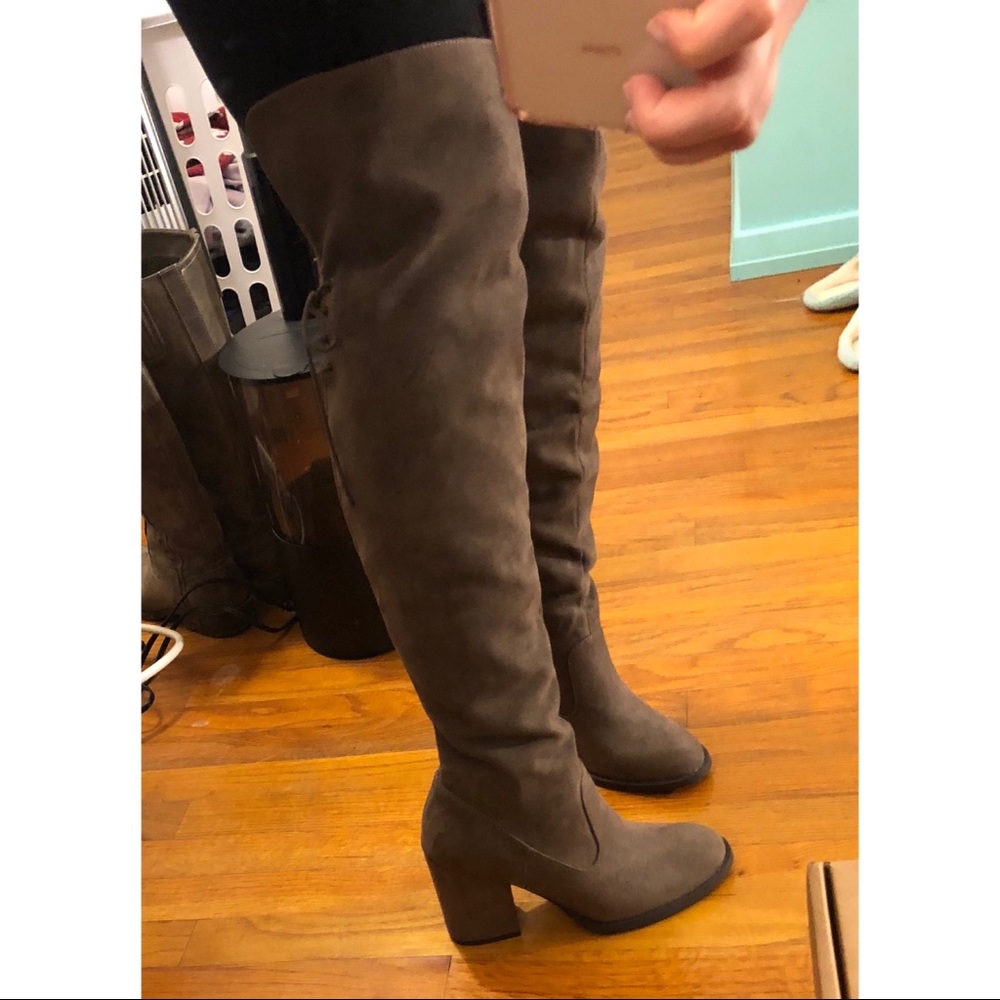 Grey over the knee boots, brand new in box.